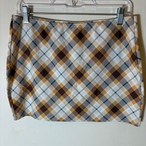 Princess Polly As If Mini Skirt Multi Plaid Tartan Stretch Cotton Blend Size 8